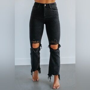 Black Distressed Ankle Jeans